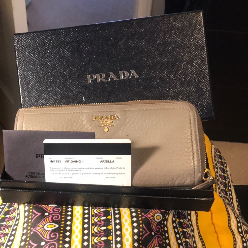 Prada long zippy wallet